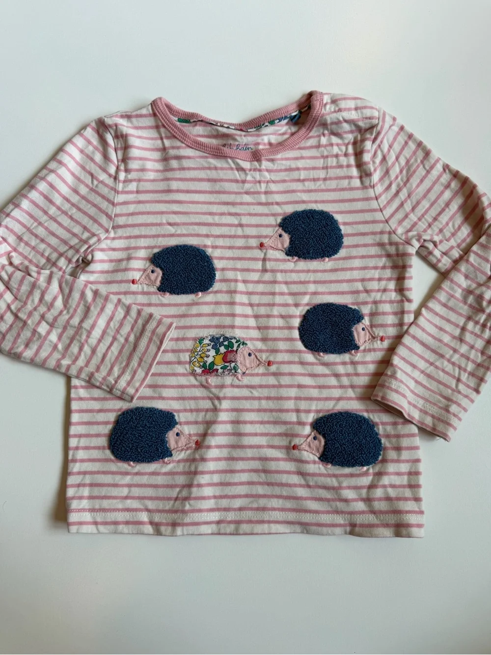Baby Boden Pink Striped Set with Hedgehog Appliques
